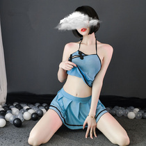 Cute underwear new student uniform temptation mesh yarn perspective sexy belly Republic of China student outfit anchor suit female
