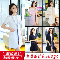Beauty salon Korean white coat short-sleeved semi-permanent embroidery division Winter and summer skin management doctor long-sleeved overalls