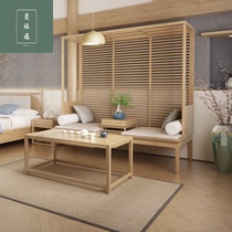 New Chinese solid wood Zen Luohan bed sofa modern hotel club double bed bed model room living room furniture
