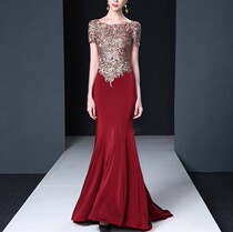 High-end Happy Mother-in-law Mother-in-law Wedding Dress Wedding mother-in-law wedding party Mother Dress Noble Big Code for Thin Womens Summer
