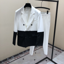 Autumn suit suit mens casual fashion double-breasted small suit jacket mens Korean version of the trend slim single top