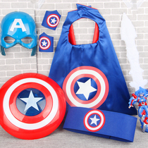 Captain America Shield Children Luminous Sword Mask Halloween Kindergarten Boy Weapon Toy Cloak Set
