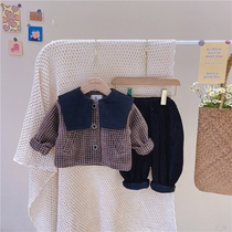 Girls autumn and winter set 2021 New Korean version of small children cotton jacket children Foreign style cotton clip thick two-piece set