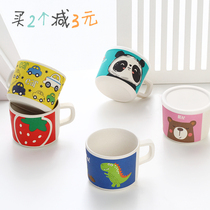 Bamboo fiber cup with lid childrens water cup straight drinking school drinking cup kindergarten baby home cute drinking Milk Cup