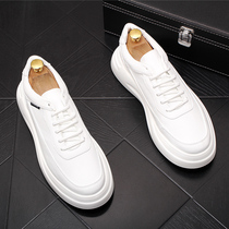  Tide brand leather white shoes mens 2021 new thick-soled mens shoes summer all-match inner height-increasing breathable casual board shoes