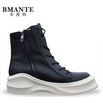 Autumn Winter European and American heightening zipper boots High helping men Martin boots Boots Cow Leather Mens Boots Pine Pastry Soft Thick Bottom Midcylinder Retro Tide Boots