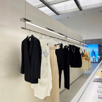 Womens clothing store display hangers display decorative props lights with steel wire ceiling rack stainless steel hanging shelves