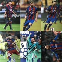 Messi autographed photo Neymar Suarez Iniesta Rakitic Enrique Pepe