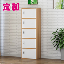 Set Up With Lock Storage Small Cabinet Wood Office Hairdressers Beauty Salon Fitness Room Staff Cabinet Containing Plaid Cabinet