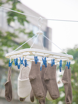 Camellia drying rack household large hanger drying rack underwear socks rack multi-clip windproof clothes clip drying rack