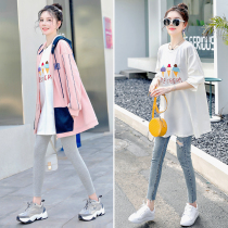 Pregnant womens autumn clothing bottomless long sleeve spring and autumn fashion two-piece suit loose round neck sweater women