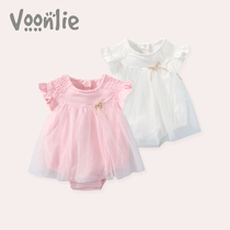 Fan Hunting Baby Summer Clothing Thin Bag Fart Clothes Newborn Clothes Woman Baby One-piece Clothes Full Moon Princess Summer Khaclothes