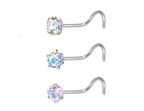 Nasal nail ultra-flash drill in Europe and America pierce ear nail color drilling personality nasal titanium steel diamond anti-allergic ear bone nail
