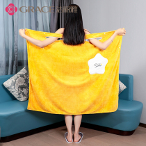 Jie Liya can wear a large bath towel can wrap the bath skirt water absorption lengthened and thickened than pure cotton soft hairless bandeau bathrobe