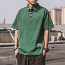 Summer new polo shirt mens short-sleeved tide brand ins loose casual solid color half-sleeve boys cotton lapel T-shirt men