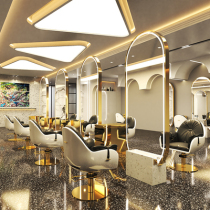 Net Red Barber shop mirror table hair salon dedicated single-sided double-sided mirror led mirror with light haircut hairdressing mirror