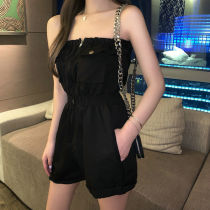 Summer frock bandeau one-piece pants Female Korean version loose thin thin thin dark tie waist thin shorts