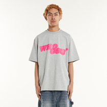 WHOISIS (unknown name)phantom logo solid color t-shirt new trend brand bottoming loose short-sleeved male couple