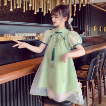 Girls dress summer 2022 new Chinese wind mesh yarn princess dress for big children in summer dress