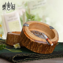 Thai Imported Solid Wood Ashtrays Handicraft Creative Personality Mens Gift Tea Table Wooden Living Room Ashtrays