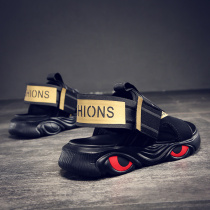 Mens sandals New summer Foreign penetrating gas trendy slippers Two wear non-slip deodorant beach shoes heightening Roman shoes