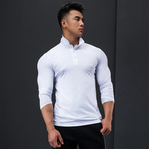 Roll Iron Wolf Fall Mens Long Sleeve Speed Dry Elastic Loose Sweat Fitness Training Casual Sports Polo Shirts
