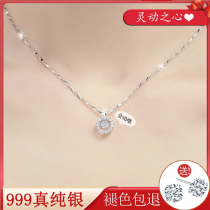 Smart necklace womens 999 sterling silver niche 2022 new light luxury high-end design sense birthday gift to girlfriend