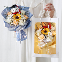 Dried flowers natural starry bouquet graduation season doctors cap bear doll for classmate girlfriend girlfriend birthday gift