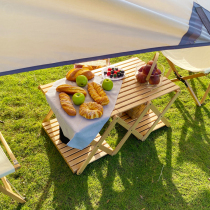 (Mountain Artichoke) Outdoor Camping Beech Wood Deformable Folding Table Shelf