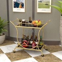 Nordic trolley hotel golden wine service car Mobile tea cake cart Iron family restaurant dining car