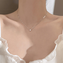 Sterling silver single diamond zircon necklace womens light luxury niche simple fairy exquisite clavicle chain 2021 summer new