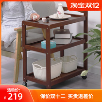 Solid wood dining car trolley imported commercial mobile tea delivery car restaurant household kitchen trolley rack