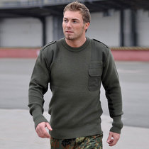 German German public military version of the original outdoor autumn and winter warm thick gray-green knitted sweater cardigan uniform