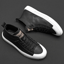 2022 spring high help big code mens shoes 45 breathable black genuine leather 46 Trend 47 Student movement Leisure plate Shoe male