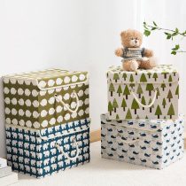 Cotton and linen folding storage box household cartoon toy storage box fabric covered clothing finishing box clothing storage box
