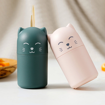 Cute portable toothpick bucket personality household creative Meng Meng Cartoon clamshell portable toothpick tube Living room toothpick jar j