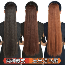 Wig female long curly hair strap corn silk silk ponytail realistic super long corn hot ponytail braid