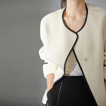 MEIYANG MEIYANG Fu Rui white sheep wool coat worsted wool double woolen coat cardigan autumn coat women