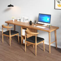 Full solid wood desk double learning table home computer desk simple long strip desk writing desk study Workbench