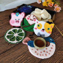 Poke embroidery coaster handmade diy material bag chop embroidery beginner poking needle flower embroidery Cup cushion decompression gift