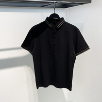 High-end polo shirt mens Tide brand short sleeve harbor style summer casual black Japanese stripe half sleeve lapel Paul T-shirt