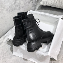  Hong Kong trendy brand leather Martin boots womens 2021 new British style feet small thick-soled autumn boots short boots tide
