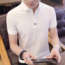 Hong Kong Tide brand summer polo shirt mens short sleeve lapel three bars cotton T-shirt mens casual mens top ins