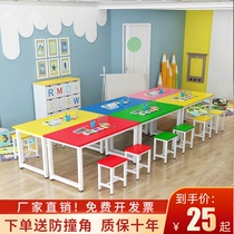 Primary School students kindergarten color desks and chairs remedial class training table childrens art painting table School studio table
