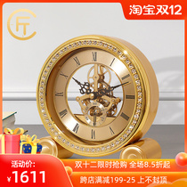 Craftsman light luxury pure copper alarm clock modern simple bedroom bedside clock home porch high-end clock pendulum