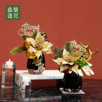 Jinghua flower Christmas negotiation table flower desktop ornaments 2021 new high-end custom floral art counter display layout