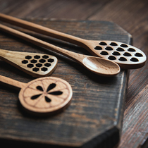 Zeltenjia honey mixed wooden spoon cute little spoon mixing spoon beech wood mixing spoon ice spoon sugar spoon