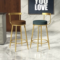 Nordic bar stool Household light luxury high stool Bar chair Front desk high chair Net Red milk tea shop with backrest bar chair