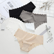  3-pack one-piece ice silk underwear female seamless sexy low waist ultra-thin breathable cotton crotch ladies briefs head