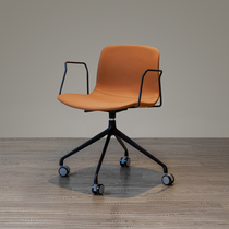 Nordic modern simple 360-degree rotating chair with armrest roller can lift study leather back office chair